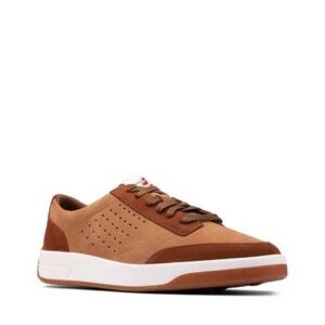 CLARKS HERO AIR LACE COMBI LEATHER SNEAKERS - TAN SIZE 11.5 (NEW WITH TAGS)